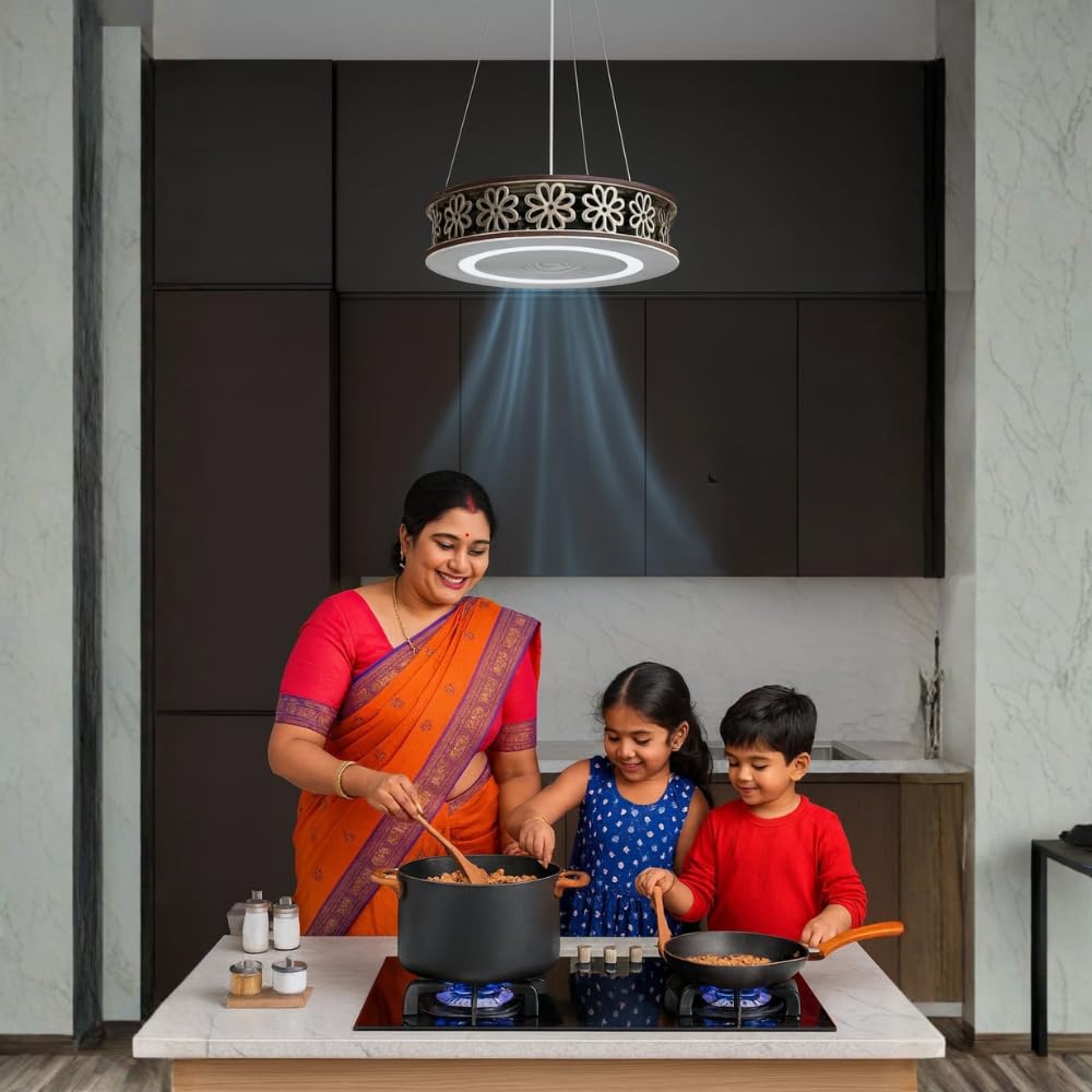 INVISIBLE WORLD 330mm Ceiling Fan, Bladeless, BLDC 12V Motor Fan with LED Light, Energy Saving, Home Ceiling Fan, 1 Years Warranty - White