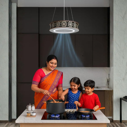 INVISIBLE WORLD 330mm Ceiling Fan, Bladeless, BLDC 12V Motor Fan with LED Light, Energy Saving, Home Ceiling Fan, 1 Years Warranty - White