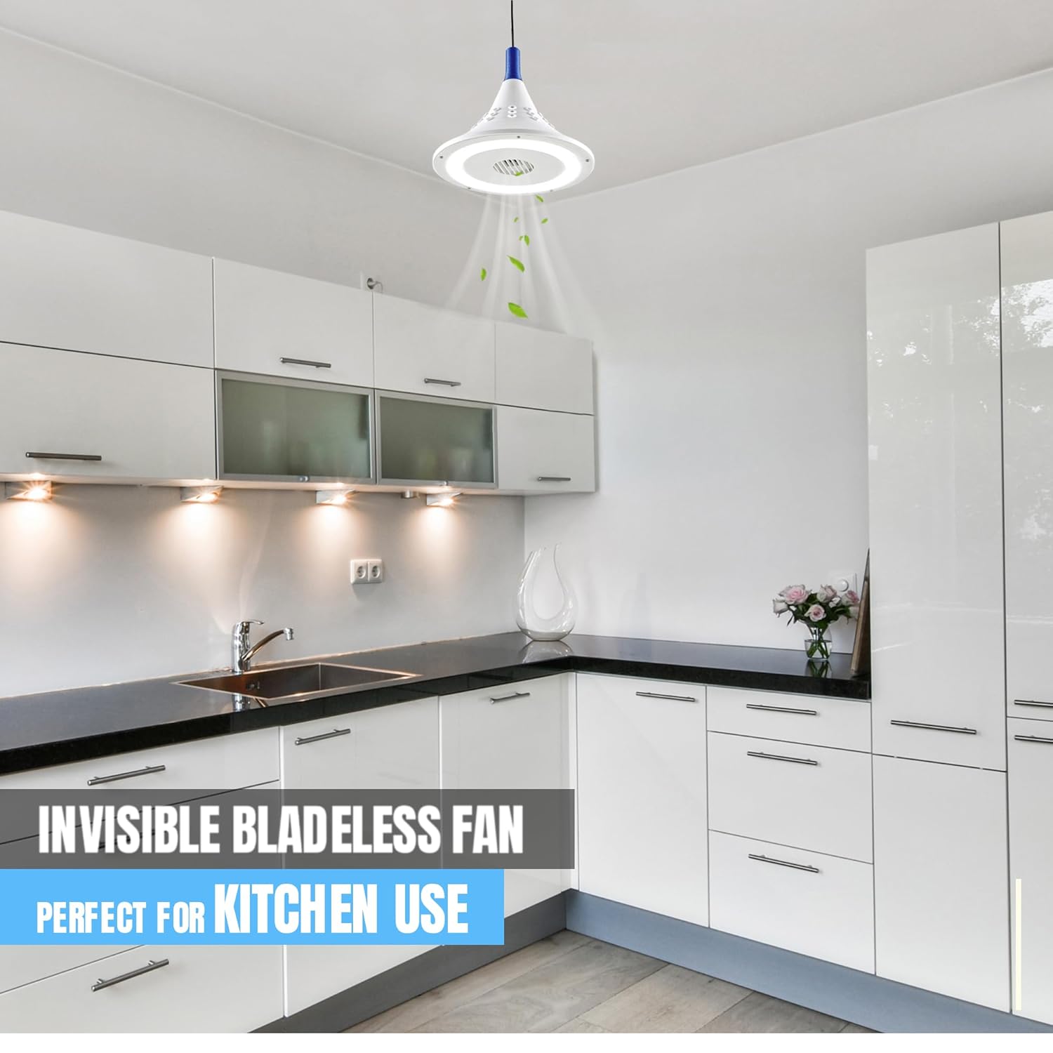 13" Invisible Ceiling Fan with LED Light for Kitchen | Silent BLDC Motor | Floral Design | HighSpeed | 2 Year Warranty | Make in India (White, Acrylonitrile Butadiene Styrene)