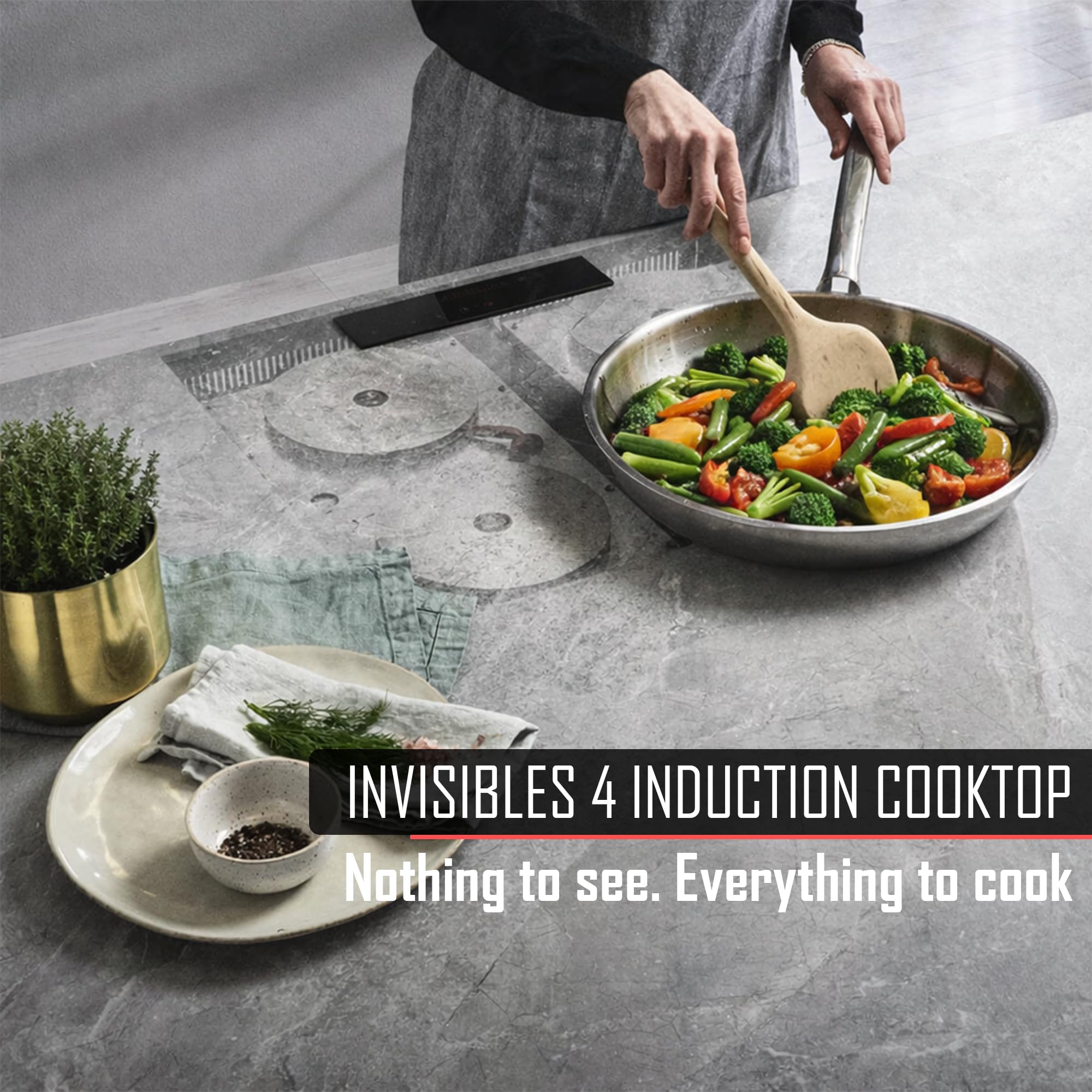 3 Burner Invisible Induction Cooktop | Hidden Under-Counter Induction Hob | Modern Smart Kitchen Appliance