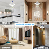 13" Invisible Ceiling Fan with LED Light for Kitchen | Silent BLDC Motor | Floral Design | HighSpeed | 2 Year Warranty | Make in India (White, Acrylonitrile Butadiene Styrene)